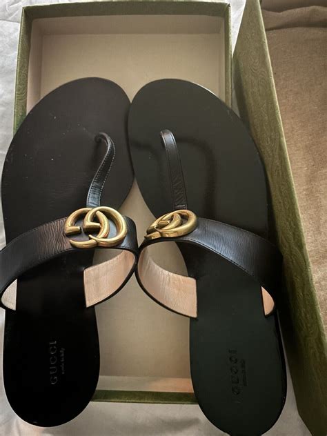 gucci thong sandals black|gucci marmont thong sandals review.